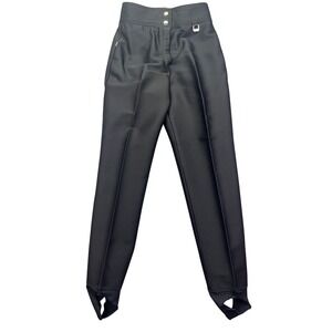 Head Stirrup Ski Pants High Waist Slim Fit Wool Blend‎ Black Trousers Fits 25"